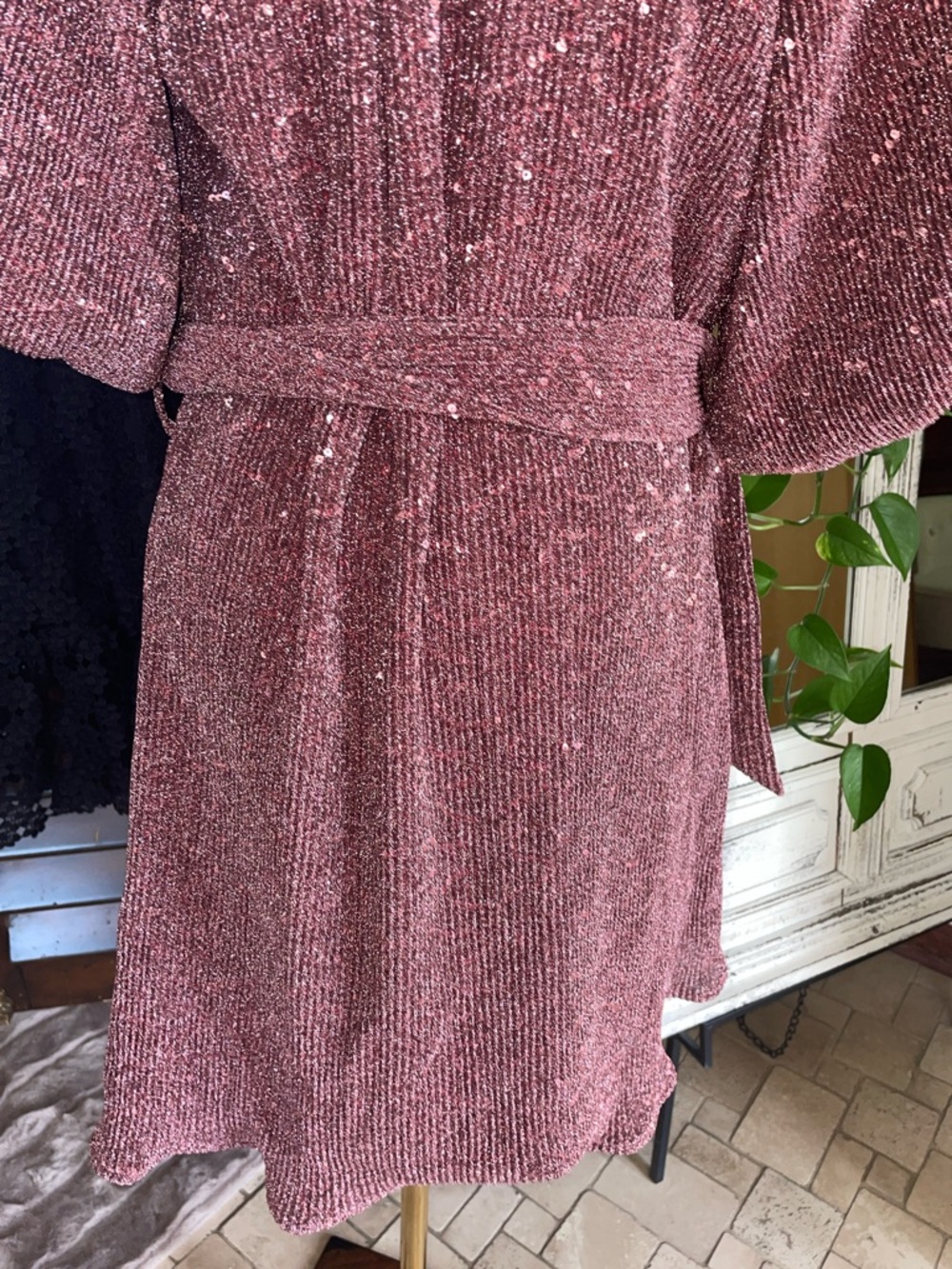 CIEBON Metallic Knit Nordstrom Sparkling Rose Pink Sequin Dress Medium Current - Picture 12 of 13